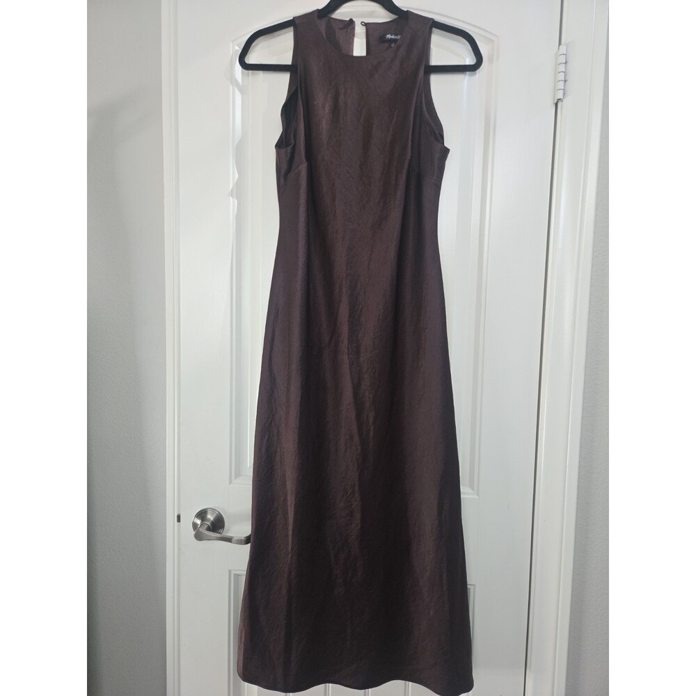 Madewell Brown Crinkle Shimmer Sleeveless Maxi Dress - Size 2